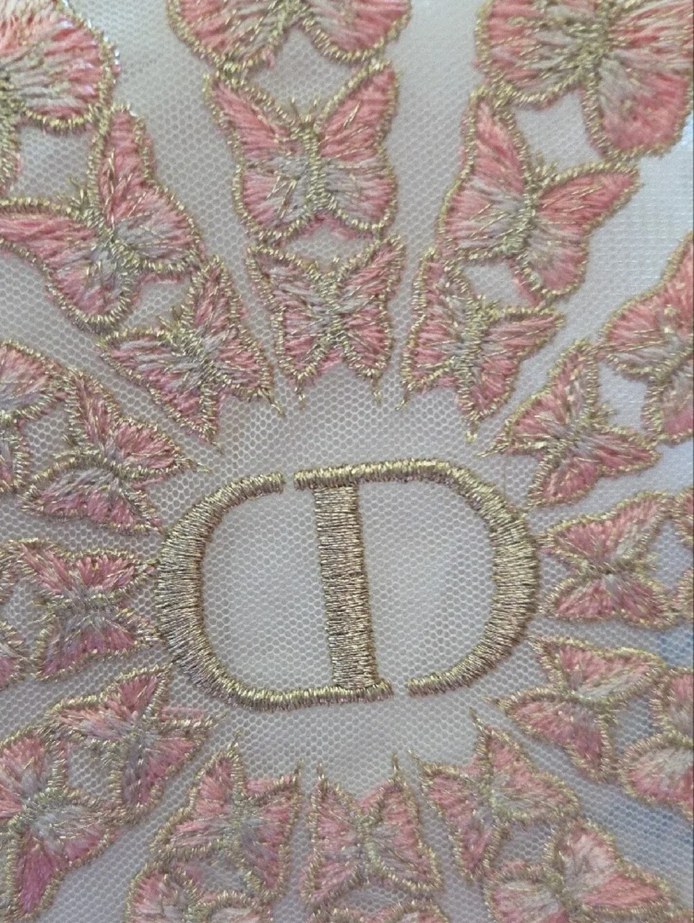 Dior Beauty Pink & Gold Embroidered Round Cosmetic Pouch